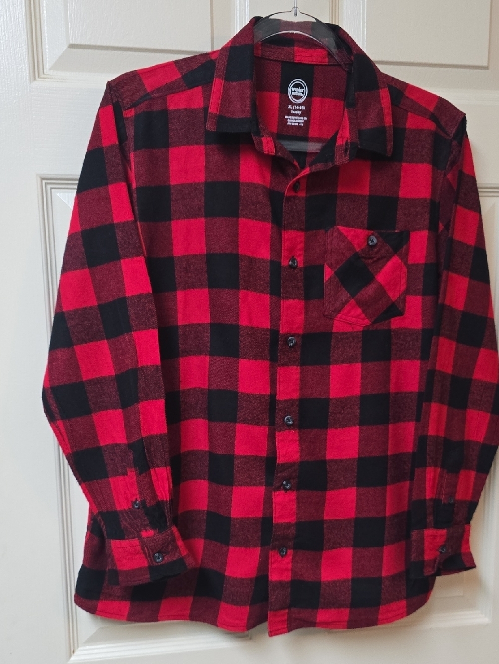 Wonder Nation | Boy's | Red & Black Buffalo Plaid | Shirt | Flannel | Sz 14-16